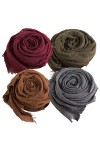 Petalum Lot de 4 Écharpes de Tête Femme Foulards Plissées Musulman Style Couleur Unie Confortable Souple Pour Printemps Autom