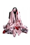 LA FERANI Foulard en soie pour femme - Rose - En mousseline de soie - Léger et long - 180 x 90 cm - Idée cadeau pour fille et