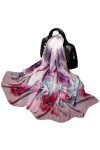 KIZAMI Écharpe en soie de mûrier 100% naturelle pour femmes, foulard Hijab imprimé au Design luxueux, 180x70cm