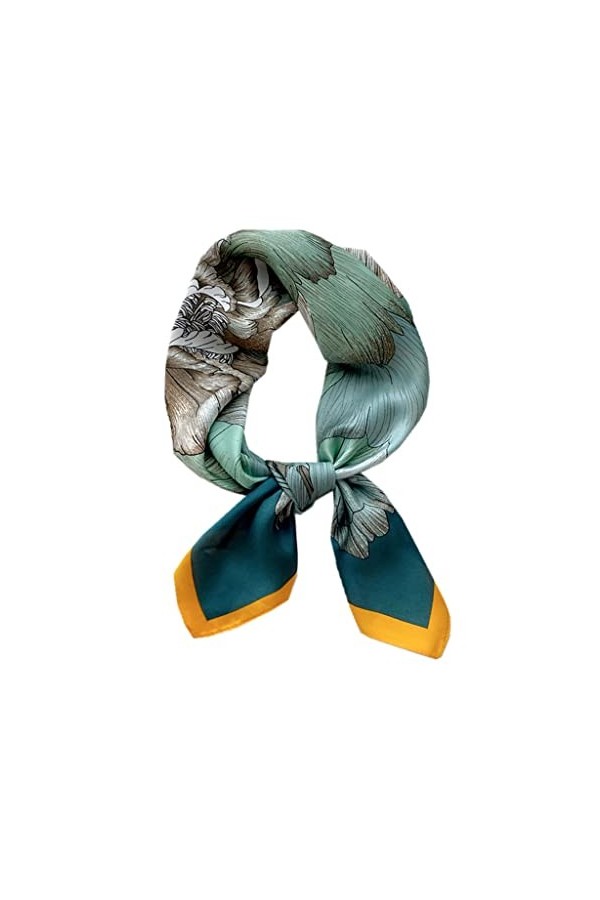 MORYEN Écharpe carrée en soie à grandes fleurs épanouies, bandeau de cheveux for femmes, foulard for femmes, châle en Satin, 