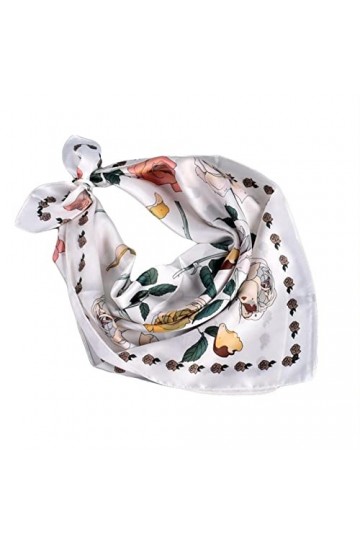 Cusstally Écharpes for Femmes Foulard décontracté for Femme Foulard en Soie imprimé Fleur de Soie Impression carrée Foulard T