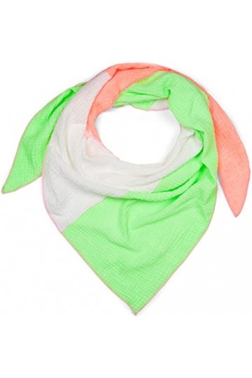 styleBREAKER Foulard triangulaire en mousseline de coton pour femme en 3 couleurs, écharpe légère 01020046, Vert fluo, orange