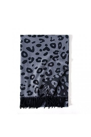 XYUAN Echarpes Et Foulards Femme,Hiver Imprimé Léopard Écharpe Dames Longues Écharpes Laine Artificielle Chaude Châle Gland É