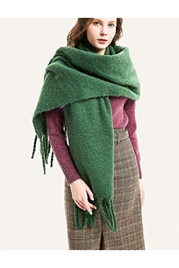 KRIPINC Echarpes et Foulards Femme, Echarpe Femme avec Franges, Foulard Vert, Foulard Femme de Couleur Solide pour Automne et