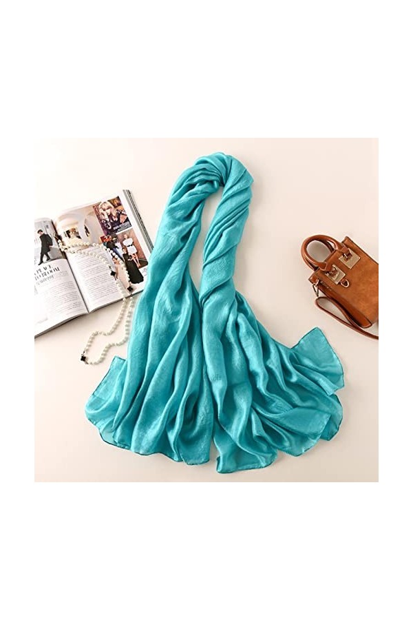 LJHG Foulards en Soie Femmes Coton de Luxe Écharpe Solid Foulard Châles Soik Bandana Head Foulard Hijab Beach Poncho-As Pictu