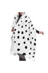 Écharpe longue et chaude en cachemire à franges pour femme Motif à pois Noir/blanc, Imprimé Dalmatien 2, taille unique