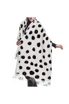 Écharpe longue et chaude en cachemire à franges pour femme Motif à pois Noir/blanc, Imprimé Dalmatien 2, taille unique
