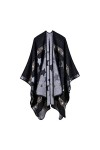 ZHIYU Foulard Imprimé Femme Mode Chaud Doux Cardigan Écharpe Double Face Épaissir Écharpe Femme Rouge Foncé, Noir , taille un