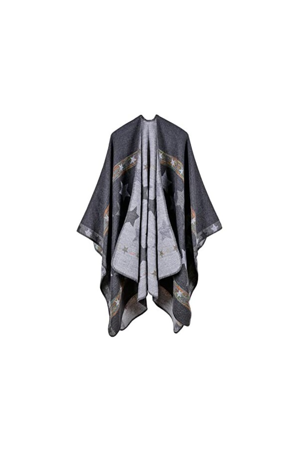 ZHIYU Foulard Imprimé Femme Mode Chaud Doux Cardigan Écharpe Double Face Épaissir Écharpe Femme Rouge Foncé, Noir , taille un