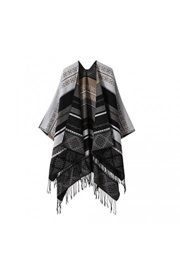 ZHIYU Foulard imprimé pour femme à la mode chaud doux cardigans écharpe double face épaissi écharpe bleu à carreaux, gris, ta