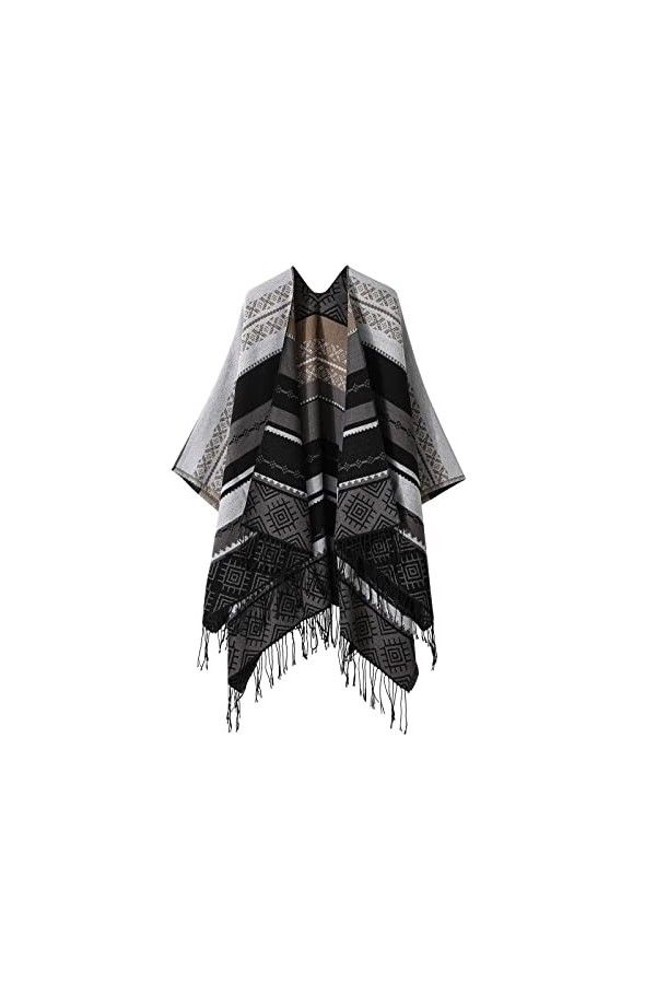 ZHIYU Foulard imprimé pour femme à la mode chaud doux cardigans écharpe double face épaissi écharpe bleu à carreaux, gris, ta