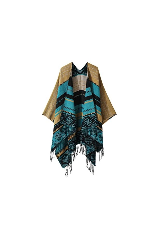 ZHIYU Foulard imprimé pour femme à la mode chaud doux cardigans écharpe double face épaissi écharpe bleu à carreaux, gris, ta