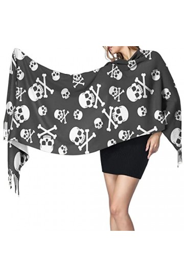 FJAUOQ Foulard pour femme - Motif mauvaises herbes - Douce - Imitation cachemire - 190 x 68 cm, crâne, taille unique