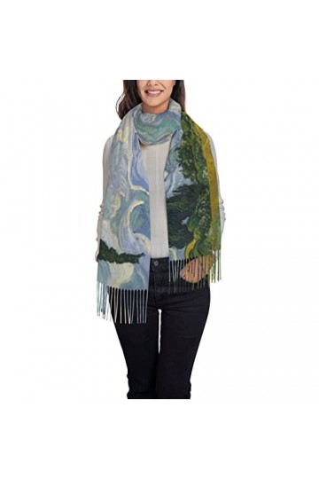 Peinture à lhuile Art Couverture douce Écharpe Longue Châle Châle Cachemire Frange Foulards pour Femmes, Couleur 15, taille 