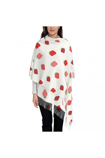 FJAUOQ Foulard pour femme, imprimé fraise, écharpe chaude dhiver pour femme, grand châle, comme sur limage, taille unique