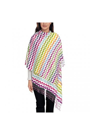 FJAUOQ Foulard pour femme, lignes colorées pour femme, écharpe chaude dhiver grand châle, comme sur limage, taille unique