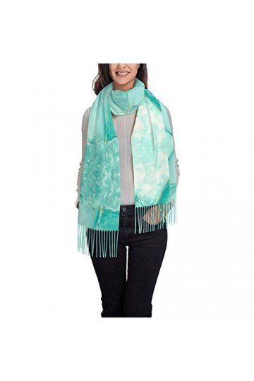 FJAUOQ Foulard pour femme, motif marbre bleu, écharpe chaude dhiver pour femme, grand châle, comme sur limage, taille uniqu