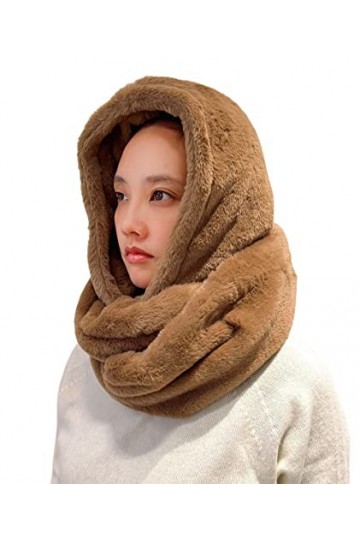 Lina & Lily Écharpe Tube à Capuche en Fausse Fourrure pour Femme Hiver Léopard Marron 