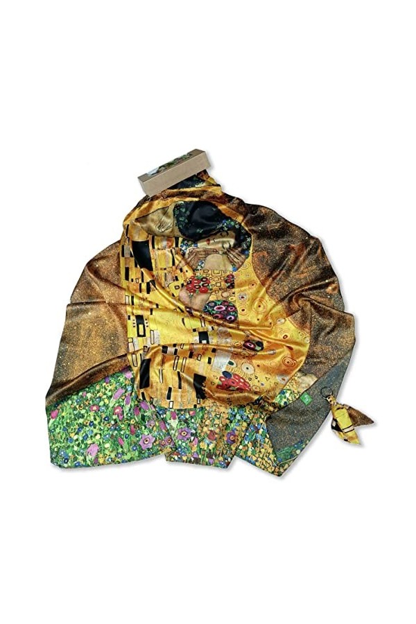 all sas Foulard Soie avec impression tableau Klimt, Baiser, M