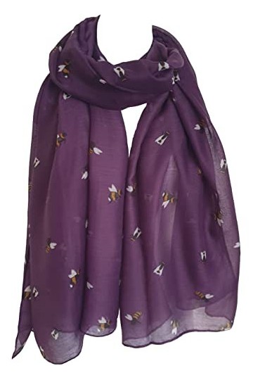 GlamLondon Foulard imprimé bourdon pour femme léger et tendance, Zy - Violet, L
