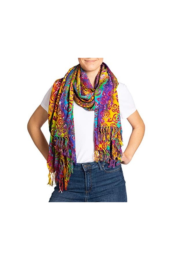 PANASIAM Scarf 190x116 cm, B110 blue flower, L