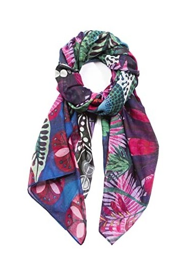 Ikaremin Foulard Femme en Polyester Recyclé Imprimé Floral - Echarpes et Foulards Femme - Pashmina Femme colorée - Poncho Fem