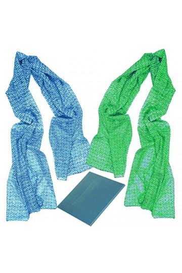 BEAT 2 Foulard Femme 100% Coton: Design Collection 50x180 cm Écharpes Cou Vert et Gris coude au corps
