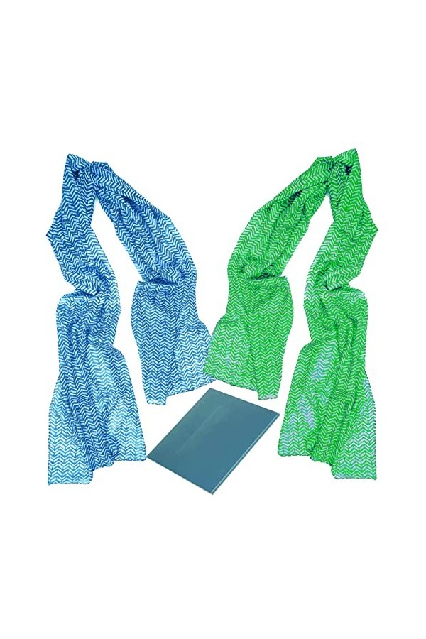 BEAT 2 Foulard Femme 100% Coton: Design Collection 50x180 cm Écharpes Cou Vert et Gris coude au corps