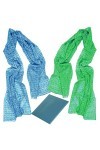 BEAT 2 Foulard Femme 100% Coton: Design Collection 50x180 cm Écharpes Cou Vert et Gris coude au corps