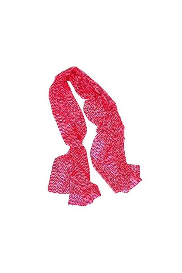 BEAT 2 Foulard Femme 100% Coton: Design Collection 50x180 cm Écharpes Cou Rouge et Vert coude au corps