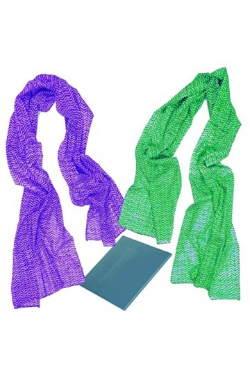 BEAT 2 Foulard Femme 100% Coton: Design Collection 50x180 cm Écharpes Cou Vert et Fuchsia coude au corps