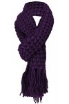 TigerTie Echarpe tricotée lila violet foncé unicolor avec langen franges - Echarpe taille 220 x 30 cm