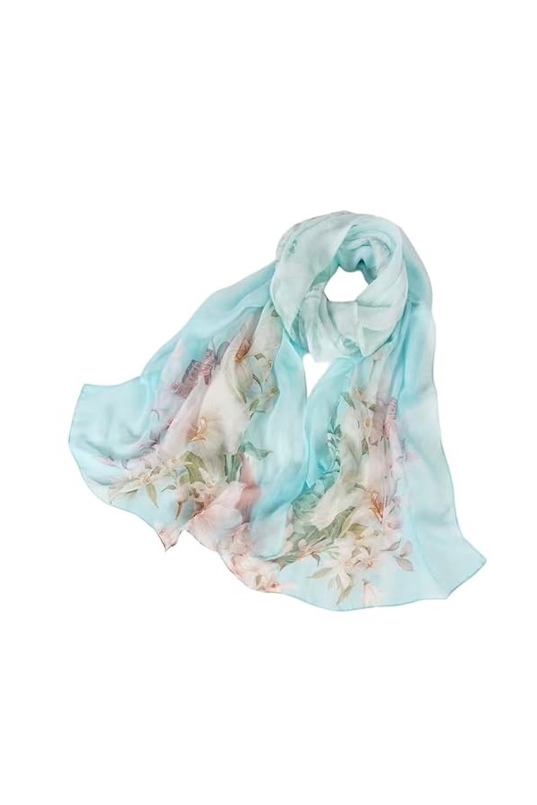 PHONME 100% naturel mûrier soie femmes foulard en soie mode printemps écharpe imprimé châle été châle fleur Hijab 180x70cm