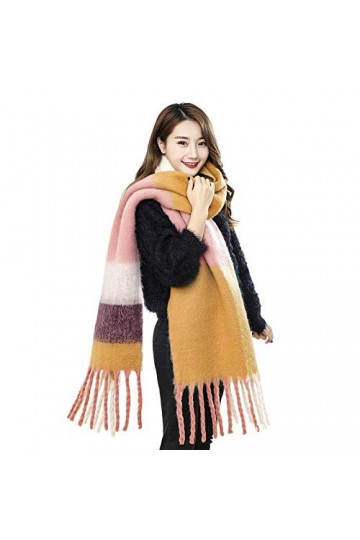 YJZQ Écharpe Laine Doux Écharpe Cachemire Chaud Carreaux avec Franges Vintage Foulard Acrylique Châle Grand Plaid Motif Cape 