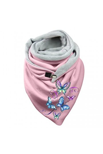 Foulard triangulaire pour femme - Imprimé papillon - Avec bouton - Écharpe triangulaire - Pour lhiver - Rétro - Mode chaude 
