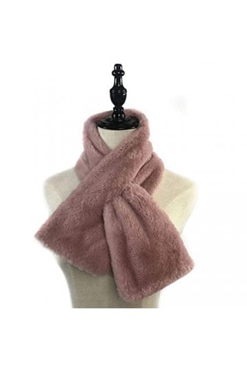 YKLL 15x90cm Femmes Hiver épaissir en Peluche Fausse Fourrure de Lapin écharpe Solide Couleur Bonbon col châle Cou Plus Chaud