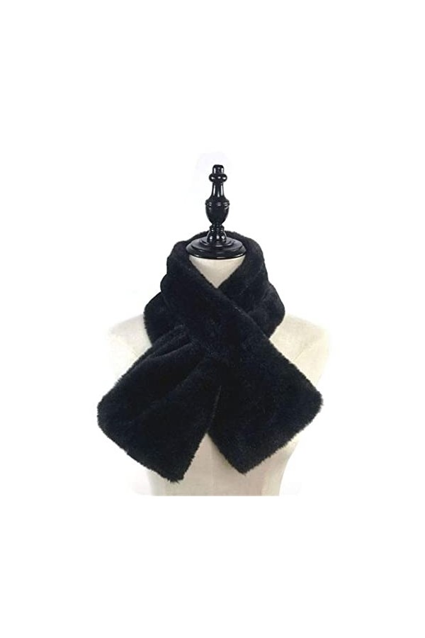 YKLL 15x90cm Femmes Hiver épaissir en Peluche Fausse Fourrure de Lapin écharpe Solide Couleur Bonbon col châle Cou Plus Chaud