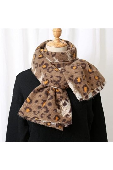MORYEN Mode Hiver Épais Chaud Écharpe en Cachemire, Wrap Foulards Femme Hijab Sexy Léopard Fringe Couverture Châles Foulards 