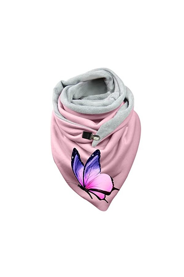 Keepwin Foulard dhiver chaud en coton avec capuche pour femme Imprimé papillon, b, taille unique