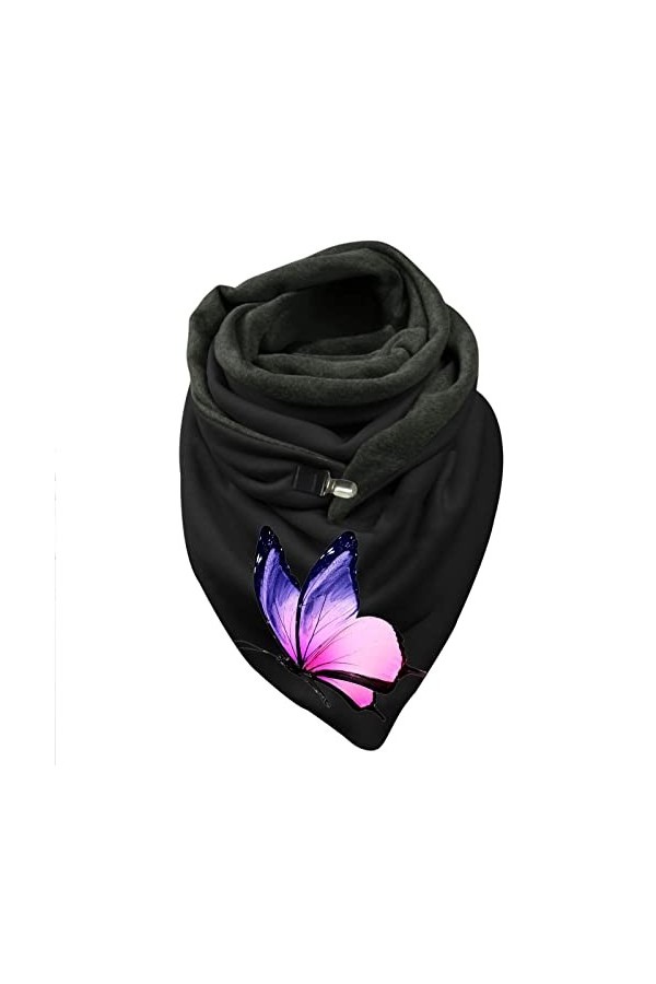 Keepwin Foulard dhiver chaud en coton avec capuche pour femme Imprimé papillon, b, taille unique