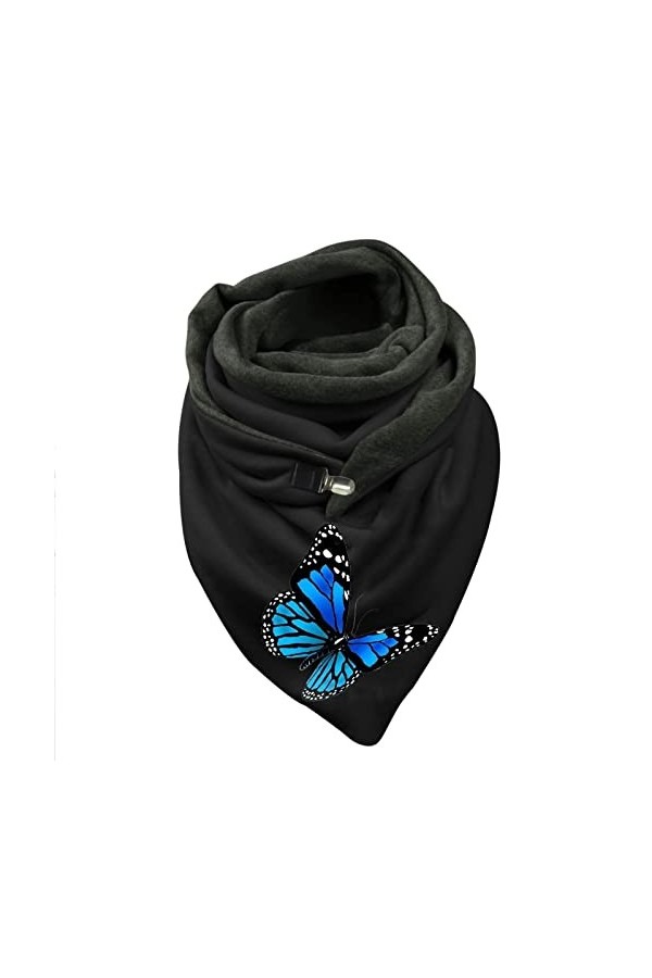 Keepwin Foulard dhiver chaud en coton avec capuche pour femme Imprimé papillon, b, taille unique