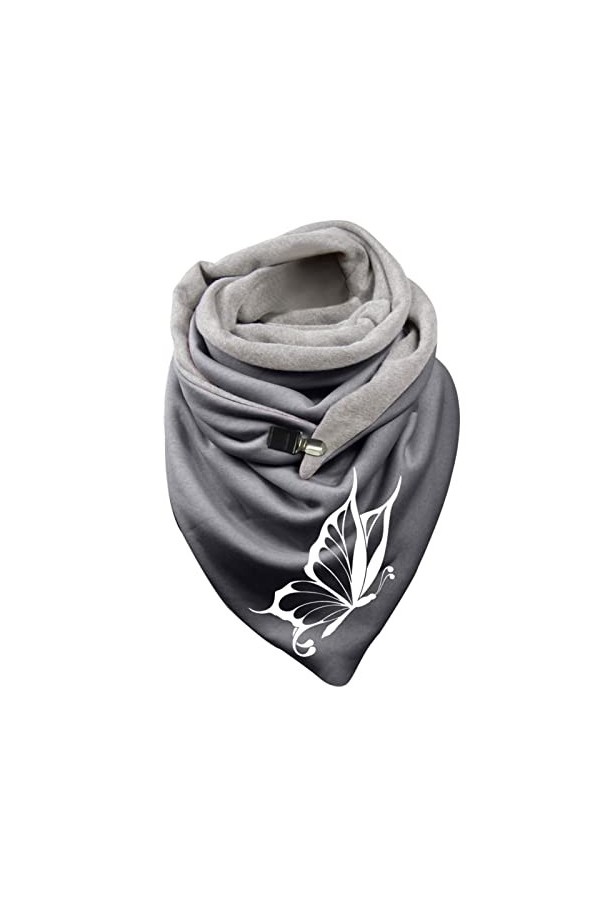 Keepwin Foulard dhiver chaud en coton avec capuche pour femme Imprimé papillon, b, taille unique