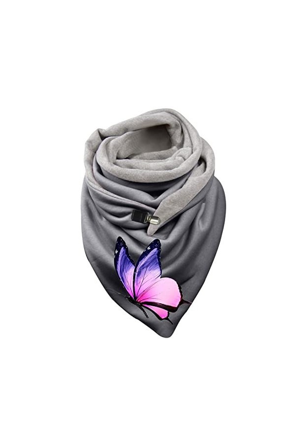Keepwin Foulard dhiver chaud en coton avec capuche pour femme Imprimé papillon, b, taille unique