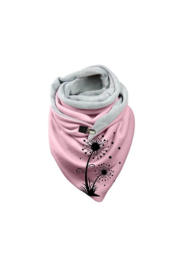 Keepwin Foulard dhiver chaud en coton imprimé botanique et tartan pour femme, a, taille unique