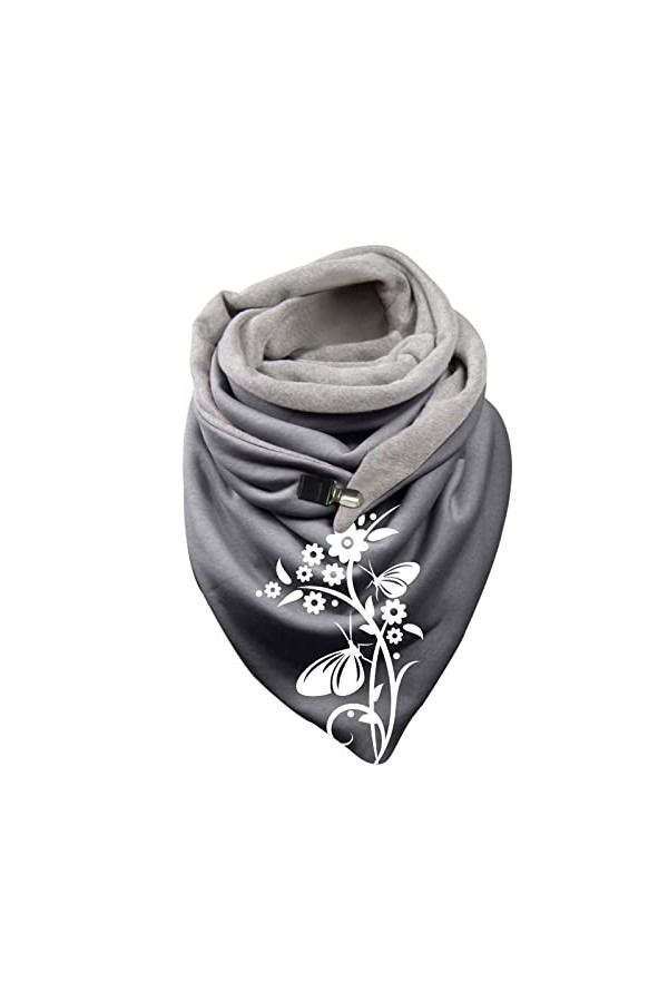 Keepwin Foulard dhiver chaud en coton imprimé botanique et tartan pour femme, a, taille unique