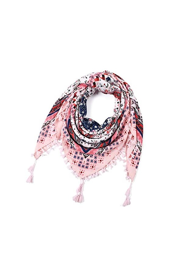 Cusstally Écharpes for Femmes Mode Femmes Impression Bouton châle Foulards Femmes bohème écharpe Style Ethnique Cravate Gland