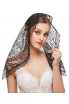 AIEOE Voile d’église Mantille Catholique Foulard Echarpe en Dentelle Latin Messe Couvrant la Tête style05