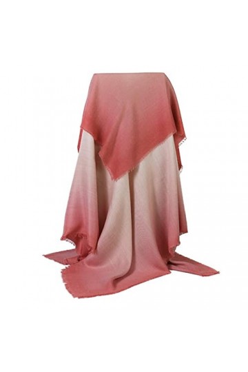 Stfery Écharpe Châle Rose, Foulard Femme Vintage Polyester Grand Foulard Carré Pompon Couleur Dégradé Hiver Douce 120x120CM