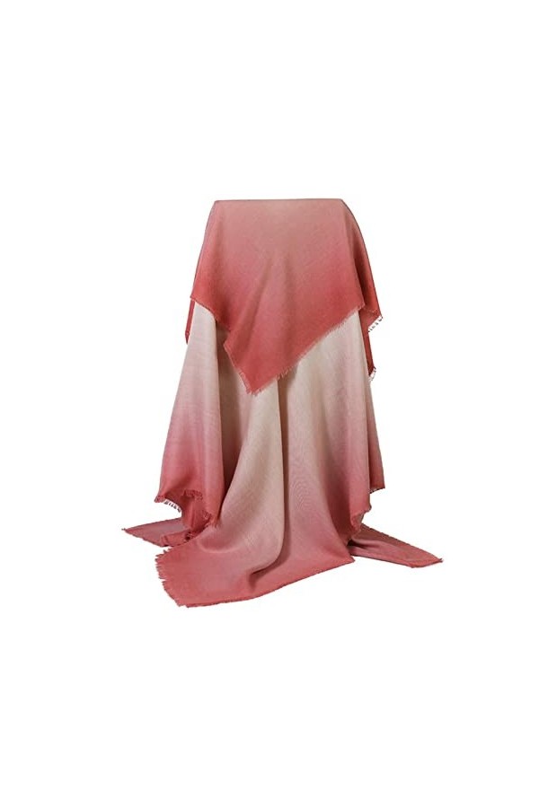 Stfery Écharpe Châle Rose, Foulard Femme Vintage Polyester Grand Foulard Carré Pompon Couleur Dégradé Hiver Douce 120x120CM