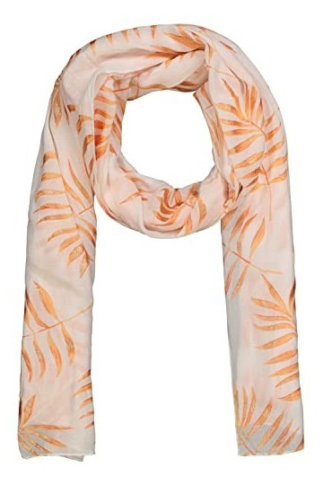 Ulla Popken Femme Grandes tailles Écharpe, imprimée de feuilles, effet scintillant, ultra longue blanc neige 1Size 798063200-